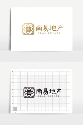 金色简约大气高端地产logoVI模板