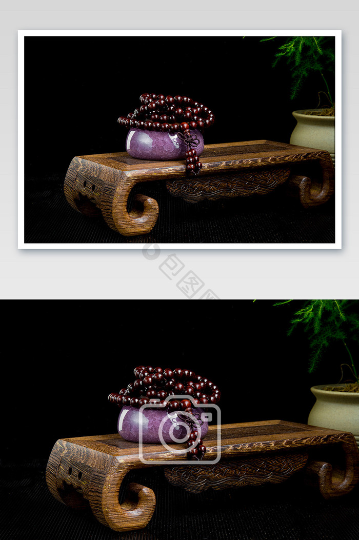 清新古典的紫檀文手串玩摄影图