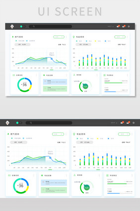 绿色清爽数据可视化UI网页界面
