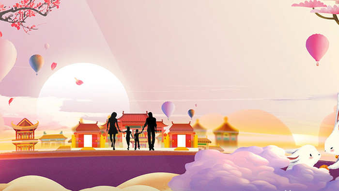 中国风中秋节日动画特效素材背景视频