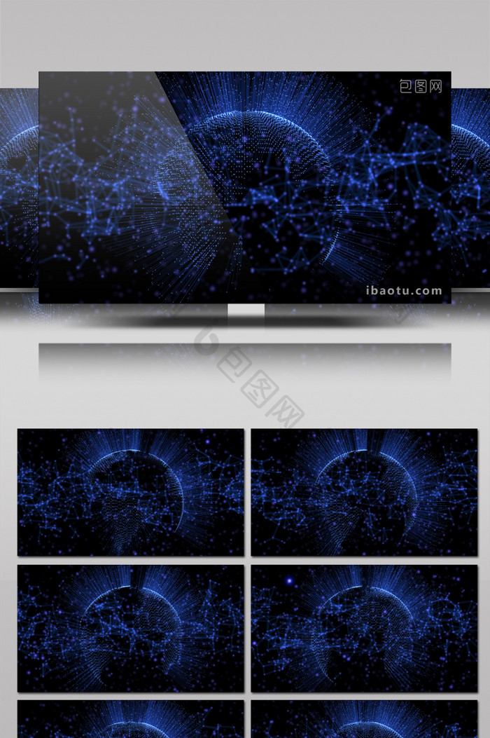 蓝色粒子发光虚拟地球太空背景视频素材