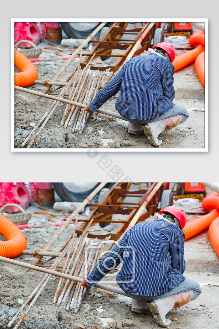 红色橙色建筑工人城市建设者劳动节摄影素材图片图片