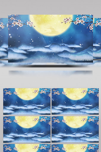 中秋月亮梅花舞台背景图片