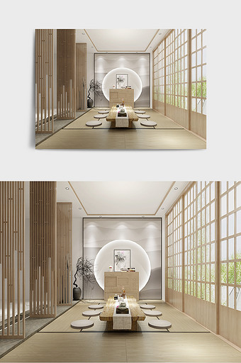 中式风格室内茶室效果图图片