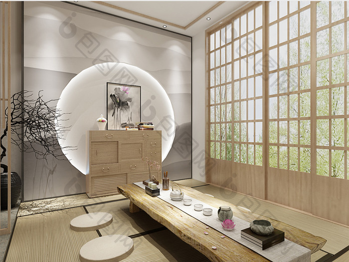 中式风格室内茶室效果图
