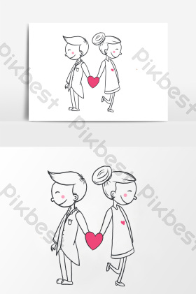 简笔画背对背的情侣元素图片