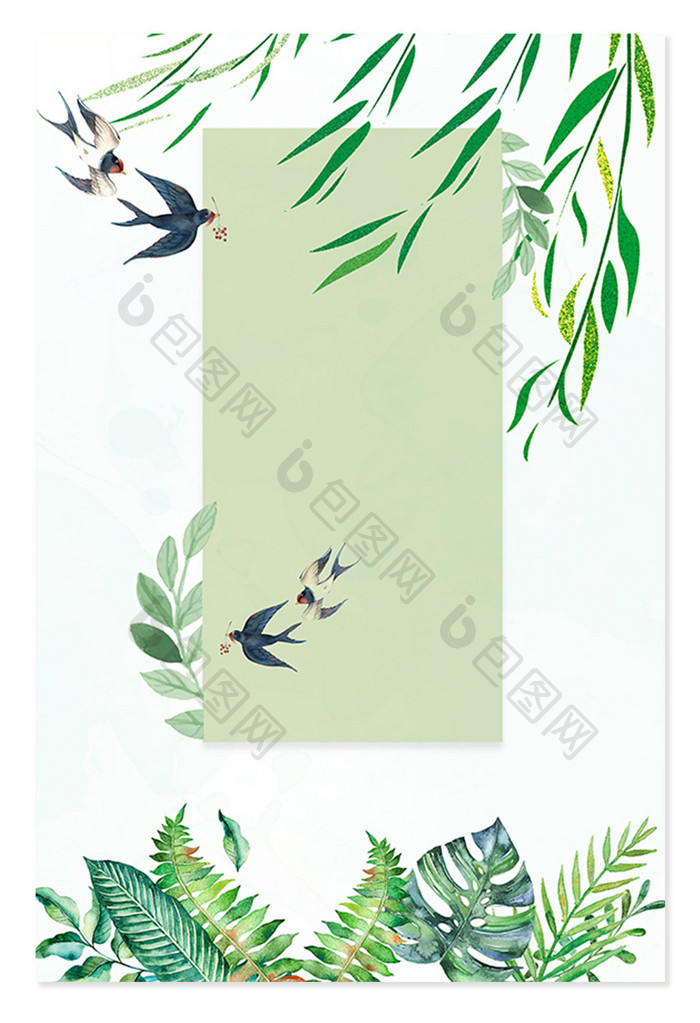 绿色清新植物燕子垂柳背景