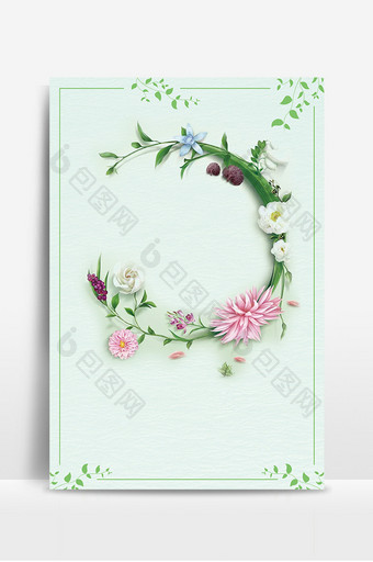 绿色清新植物花环边框设计背景图片