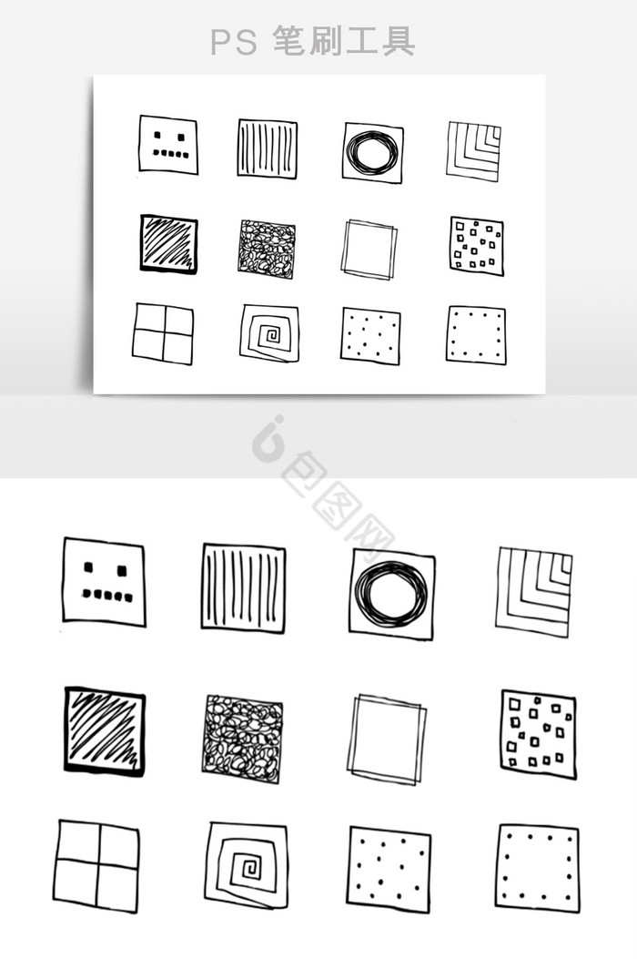 方框线条涂鸦笔刷图片