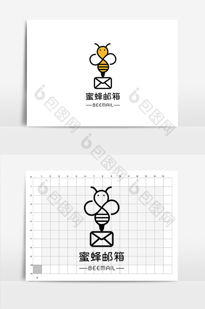 可爱简洁蜜蜂邮箱logo标志设计