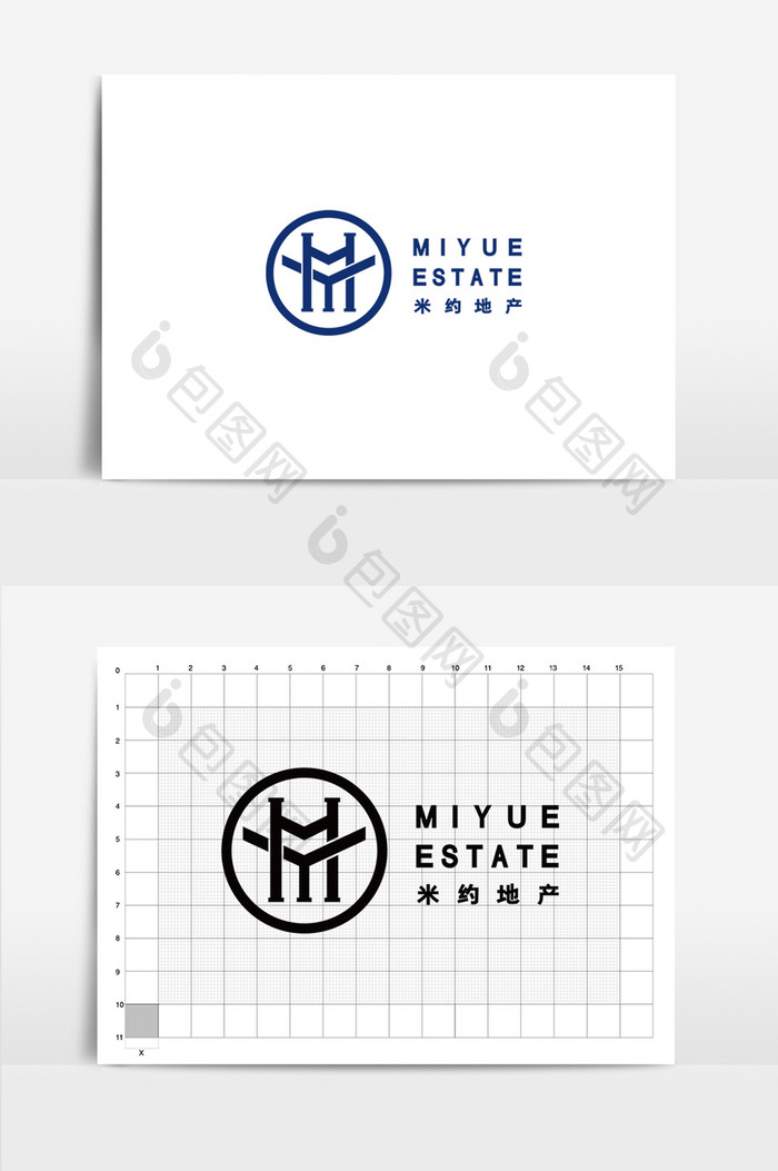 蓝色简介商务地产logo设计