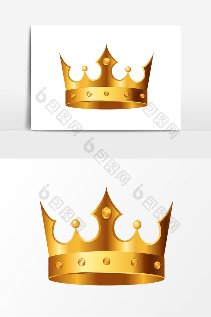 扁平立体风格黄宝石镶嵌尊贵王冠矢量元素