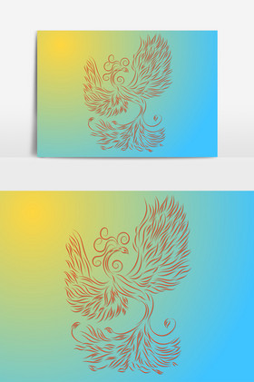 艺术纹身凤凰线描凤凰