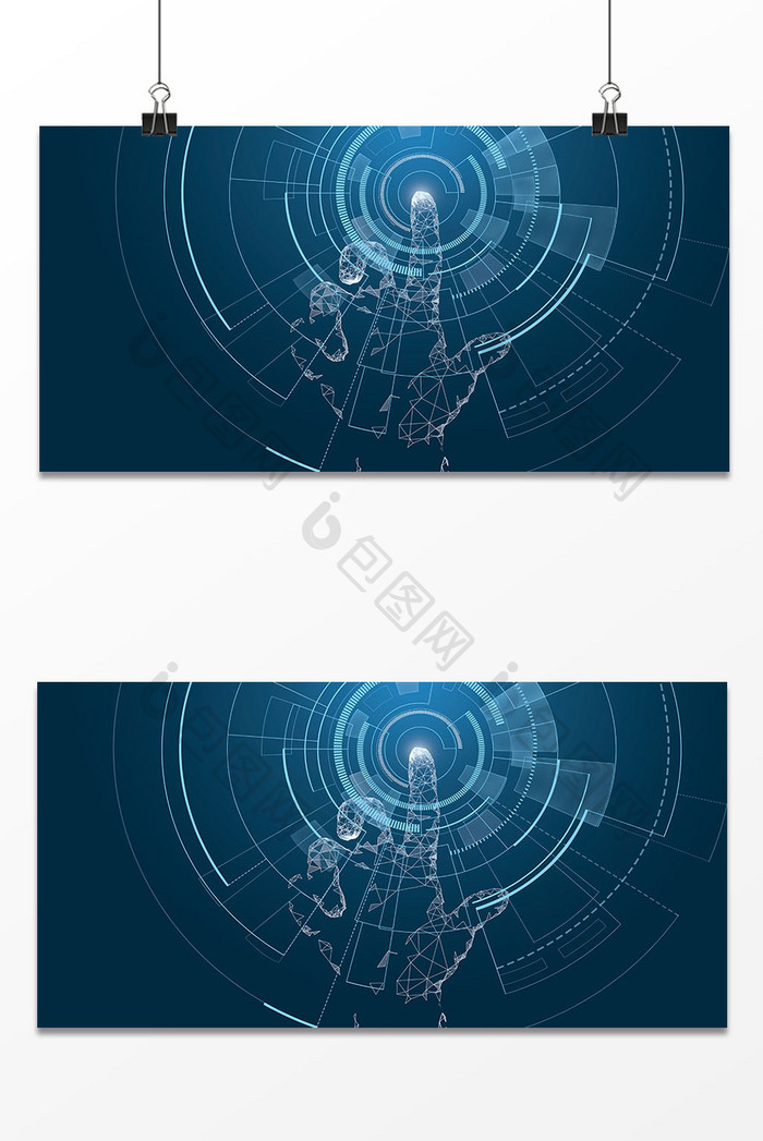 蓝色科技商务几何线条智能操作背景