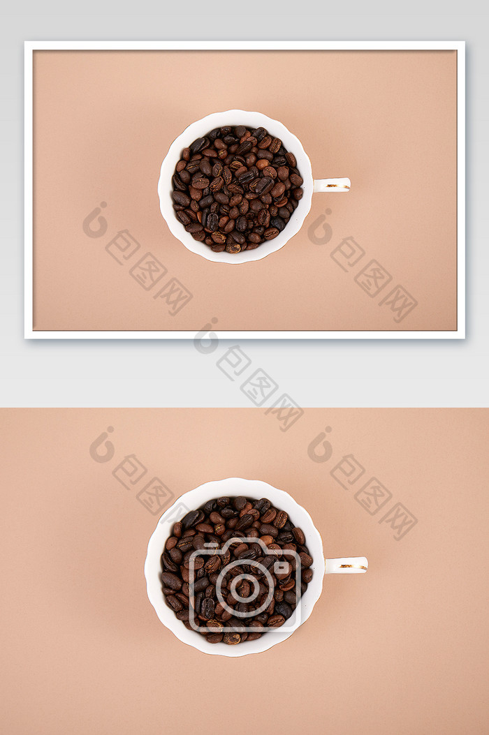 棕色咖啡豆黑咖啡原料白底美食摄影图片