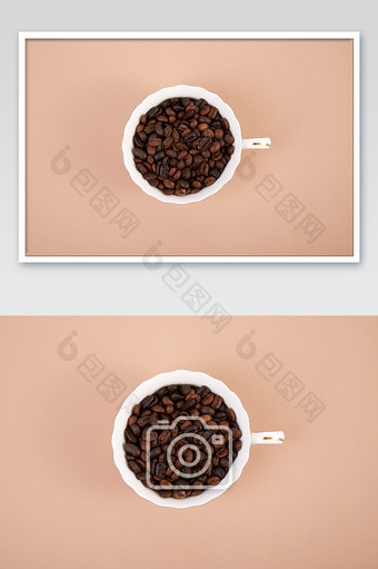 棕色咖啡豆黑咖啡原料白底美食摄影图片