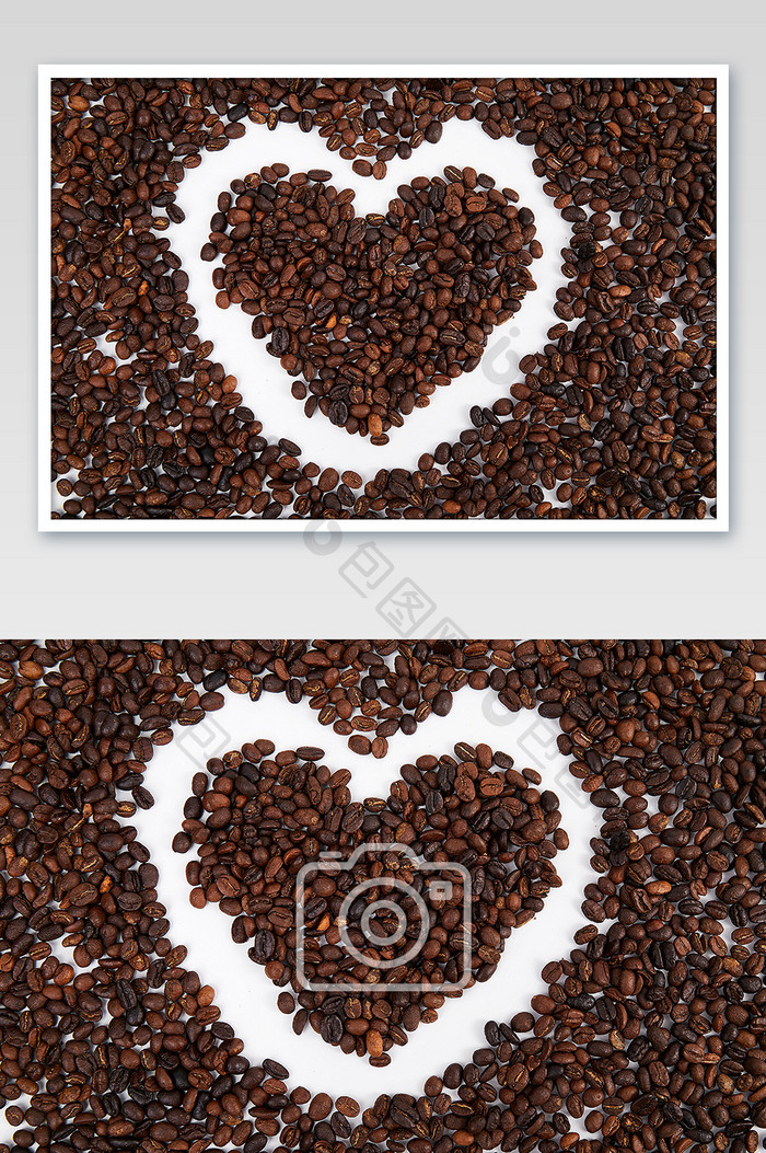 黑色咖啡豆爱心心形原料饮品美食摄影图片 