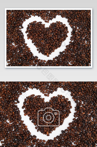 黑色咖啡豆爱心心形原料饮品美食摄影图片 图片