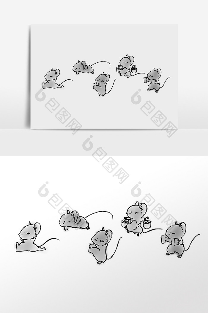 鼠年形象运动鼠插画