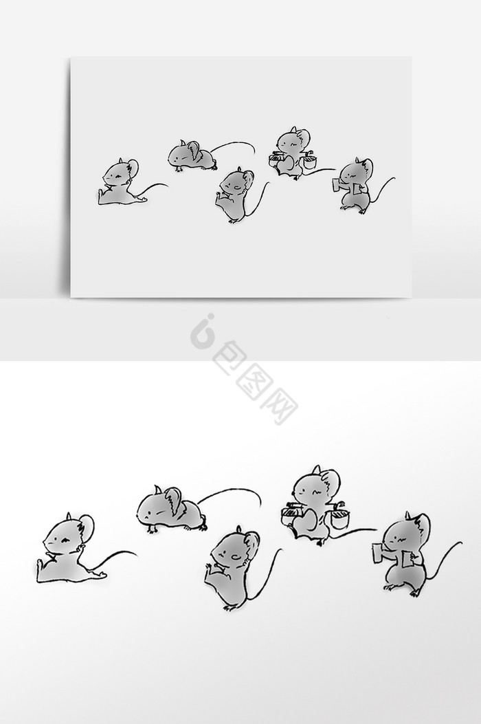 鼠年形象运动鼠插画图片