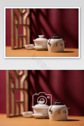 禅意茶叶茶具摄影图片