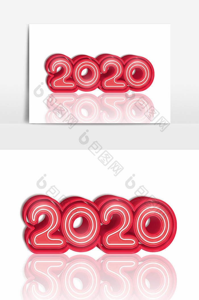 大气糖果色2020鼠年立体字
