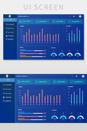 深色数据可视化后台UI网页界面