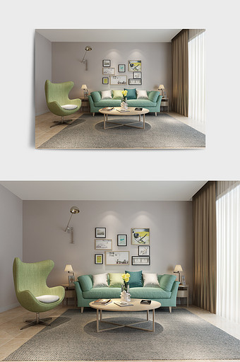 现代客厅3Dmax效果图图片