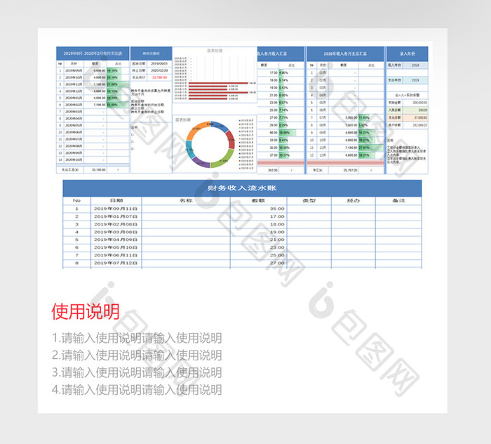 财务收入支出管理系统Excel模板