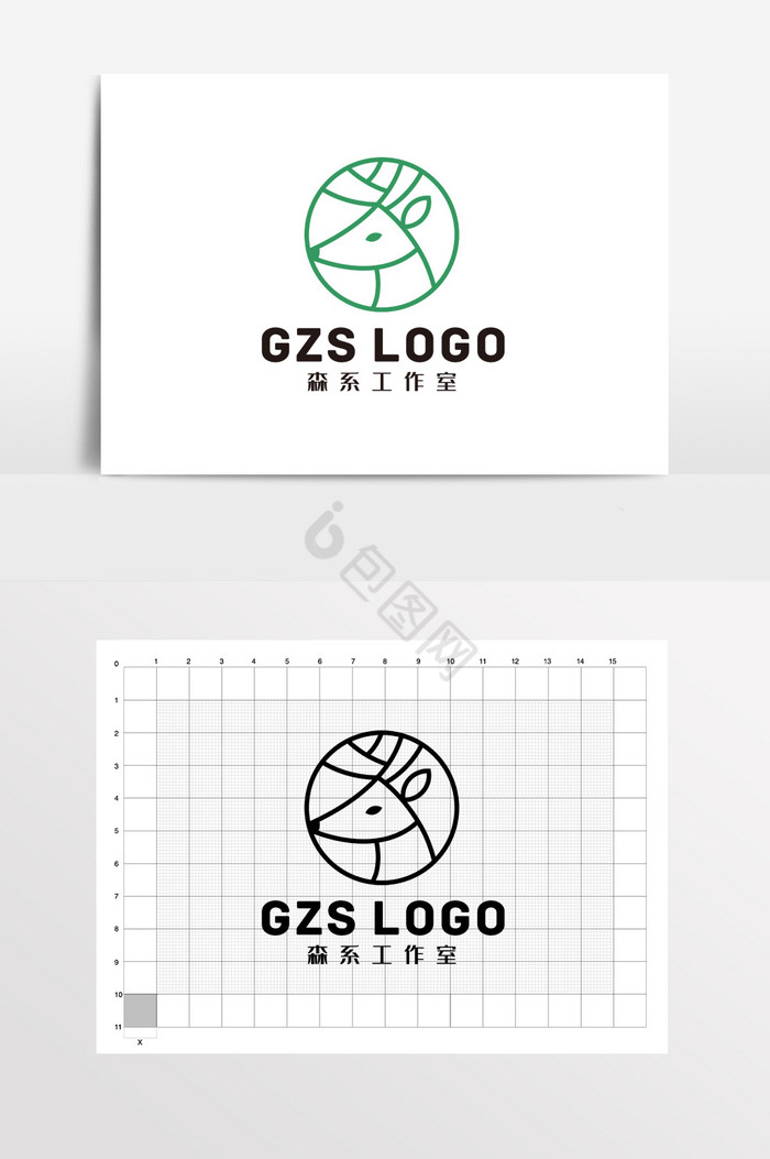 鹿森林森系LOGO标志VI工作室LOGO图片