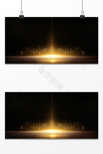 黑金商务科技城市天际光柱背景图片