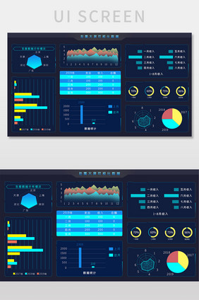 科技互联网大屏可视化数据UI网页界面设计