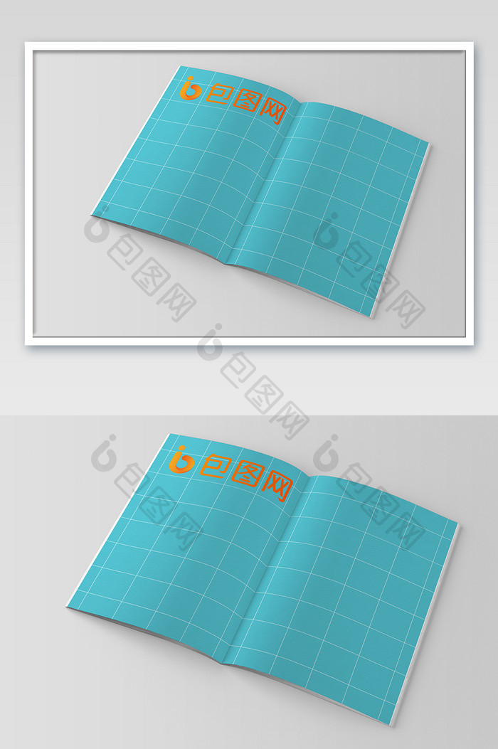 打开的蓝色办公书本样机