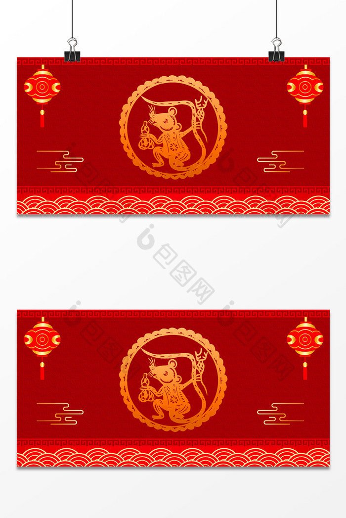 中国红鼠年春节灯笼祥云广告图图片图片
