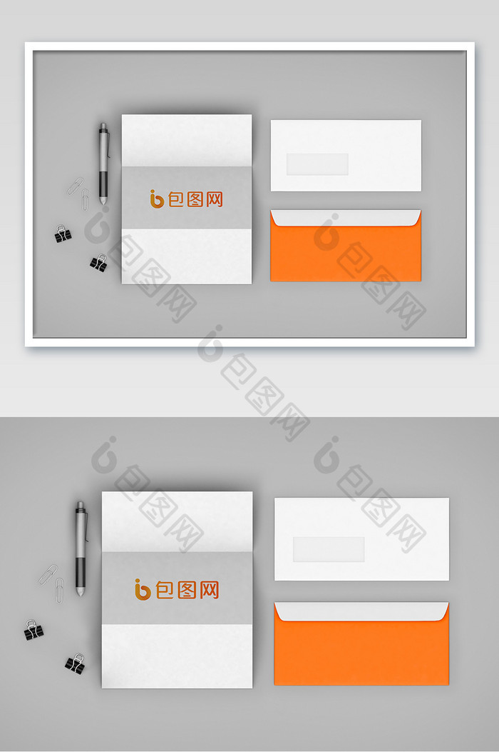 办公信封和夹子样机