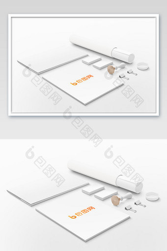 简约白色办公用品样机图片