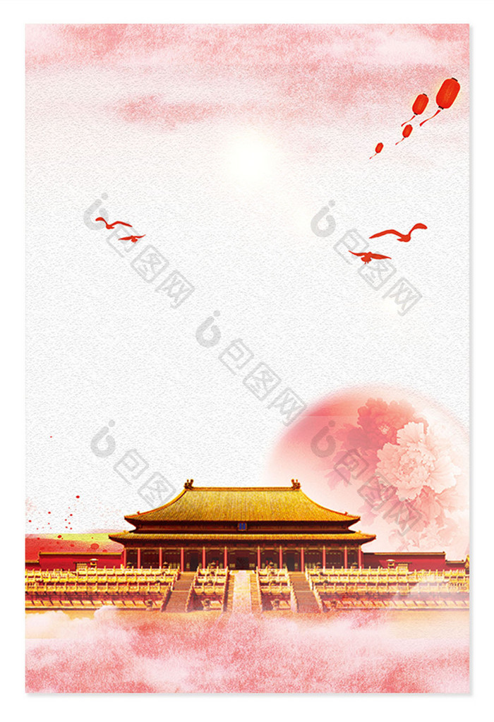 中国风天安门和平鸽国庆节背景