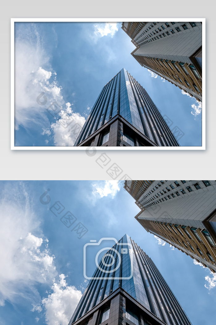 蓝色背景的商务楼宇建筑摄影图片图片-包图网