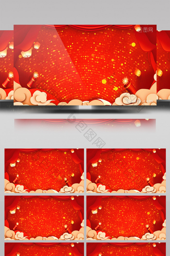 通用红金喜庆背景视频素材AE模板