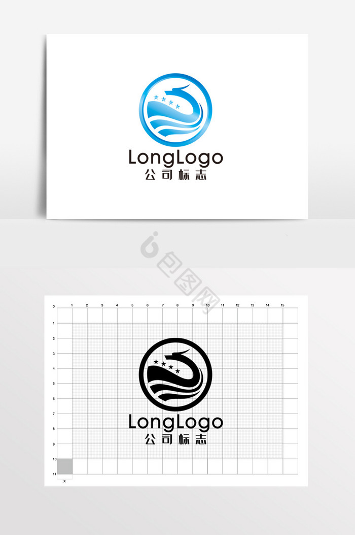 龙科技水产海鲜海洋LOGO标志VI图片