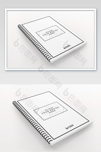 白色商务笔记本画册杂志封面样机图片