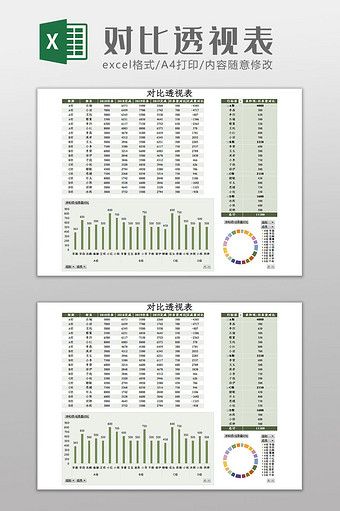 对比透视表Excel模板图片