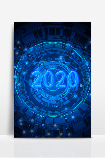 蓝色科幻2020科技商务广告海报背景图图片