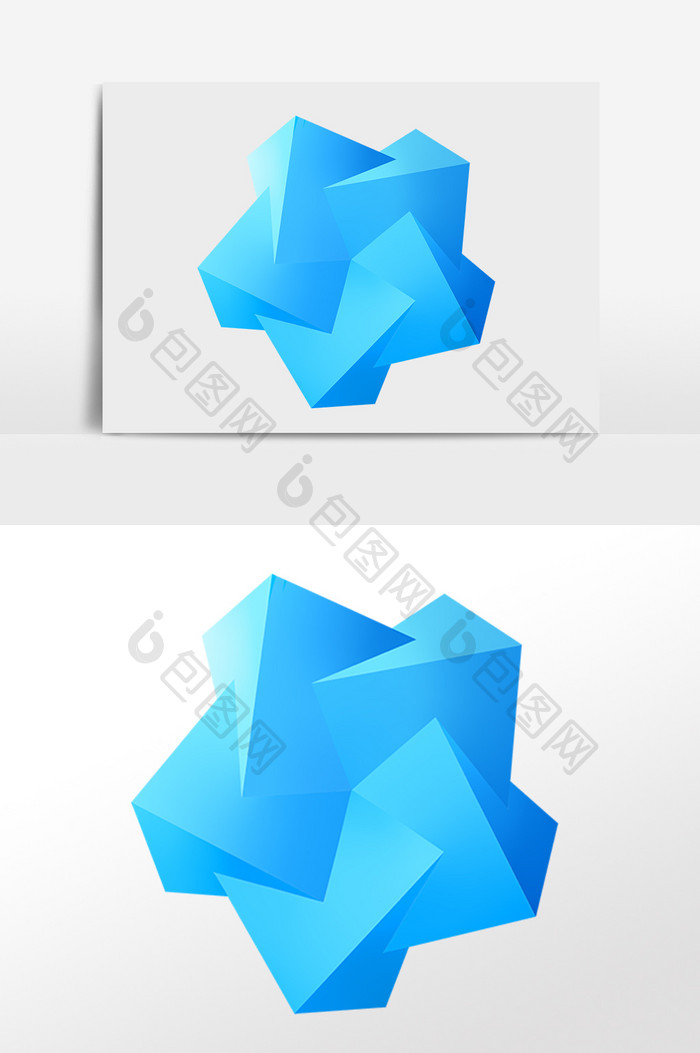 蓝色3D图形插画