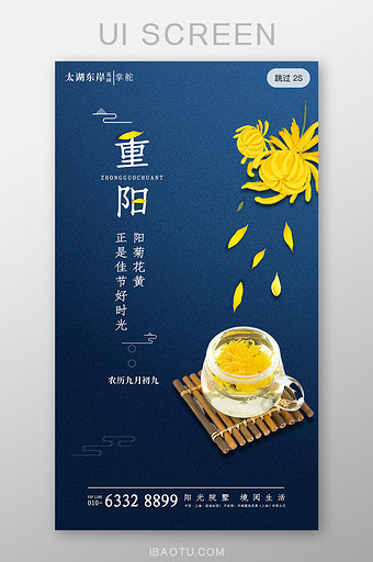 九月九重阳节登高赏菊地产海报启动页闪屏页图片