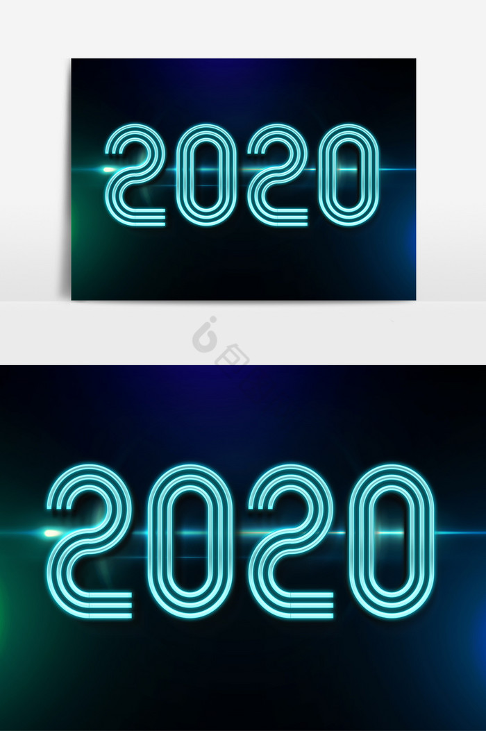 鼠年金属荧光新年2020艺术字图片