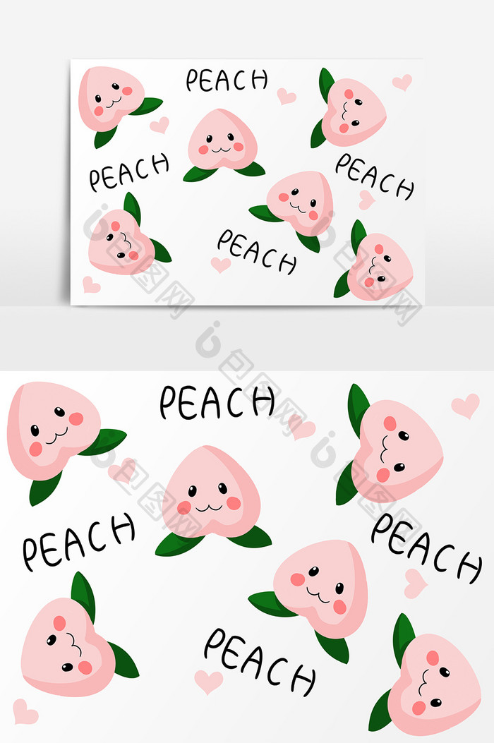 手绘卡通可爱桃子水果纹理