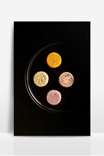黑色简约大气纹理中秋月饼背景图片
