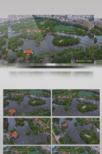 4k昆明翠湖公园全景航拍图片