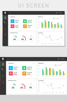 小清新风格销售大数据分析UI网页界面